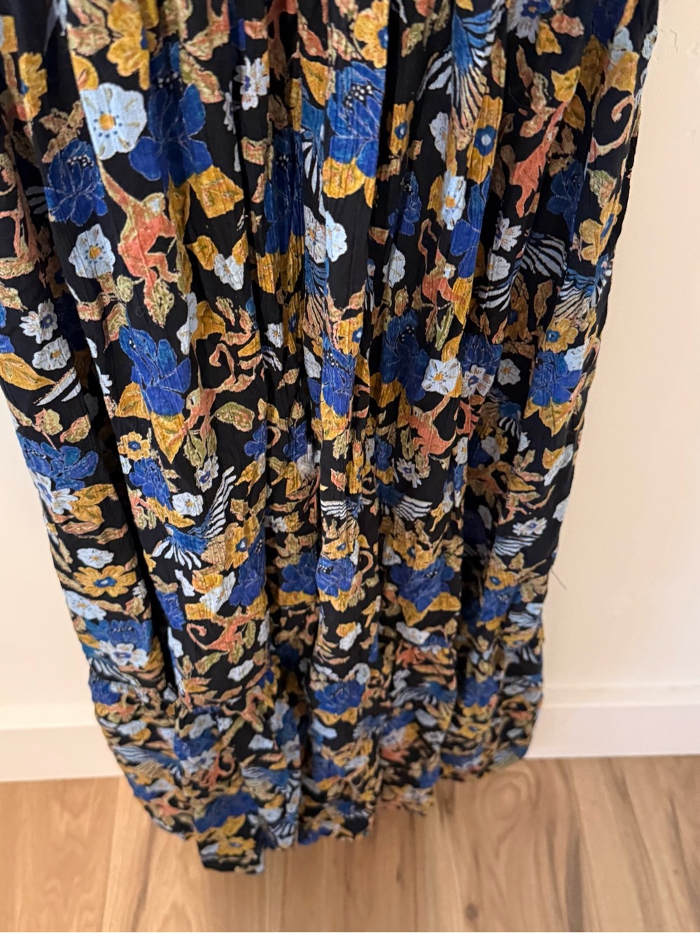 Angie Floral Spaghetti-Strap Summer Midi Dress Womens Large Feminine Flowy Light - Picture 3 of 7